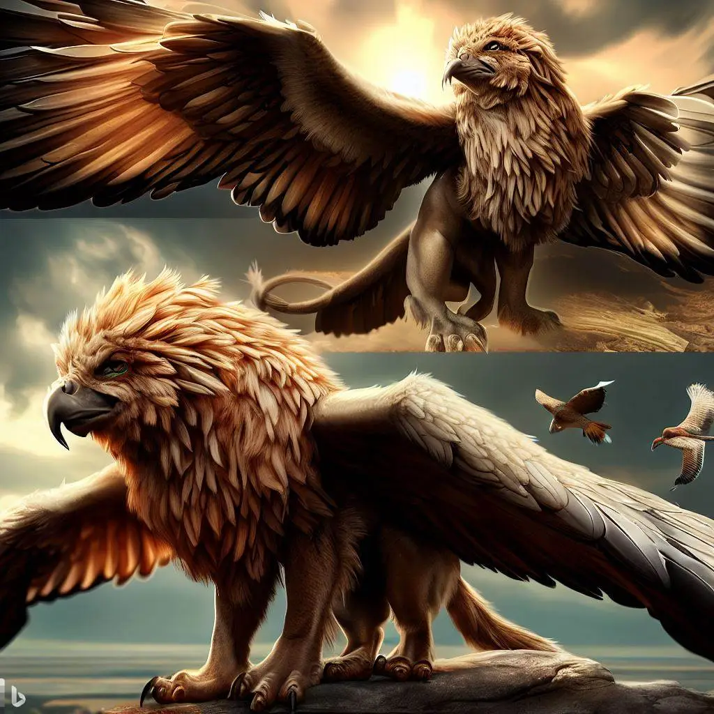 Multiple Griffins posing and flying Griffin