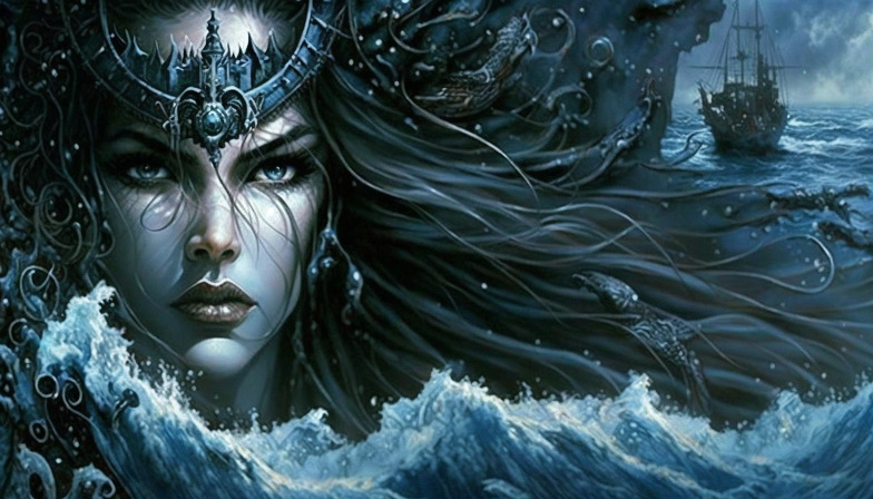 the goddess of the sea in Norse mythology art