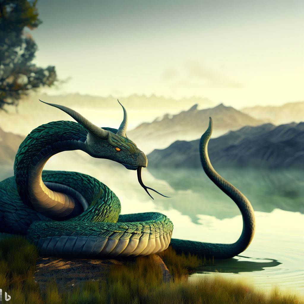 horned sea serpent of Ojibwe mythical creatures art