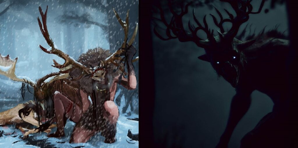 wendigo vs skinwalker what is the difference mythical creatures art