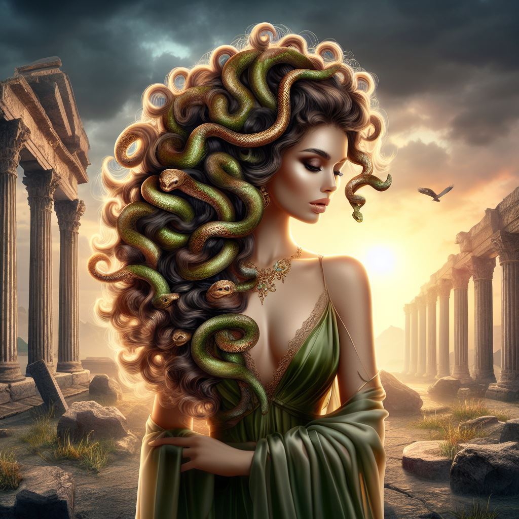 Medusa transformation from beautiful maiden to gorgon by athena in greek mythology