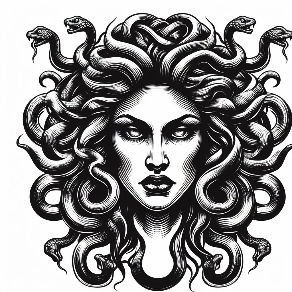 Medusa head drawing for tattoo ideas and guide