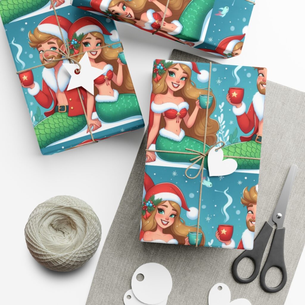 Mermaid & merman Christmas Gift Wrap Papers