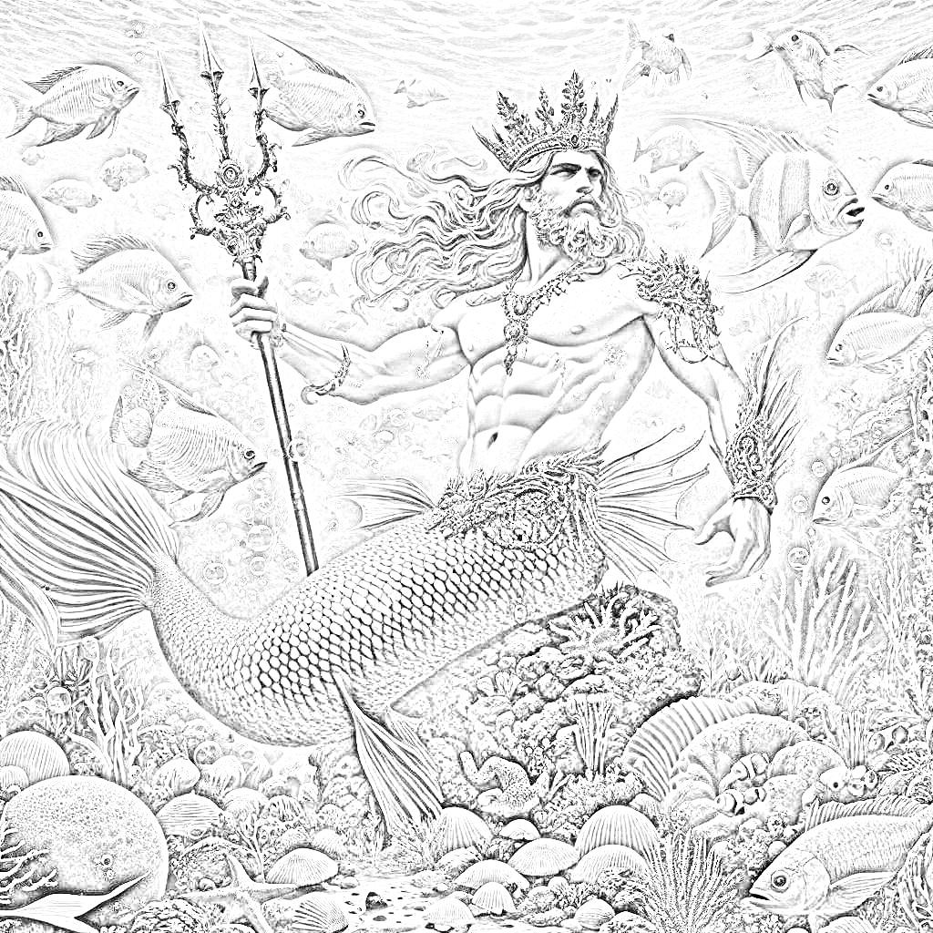 merman art book for coloring mythical creatures art